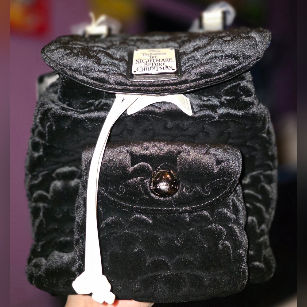 New! Loungefly Disney The Nightmare Before Christmas Quilted Bat Mini Backpack